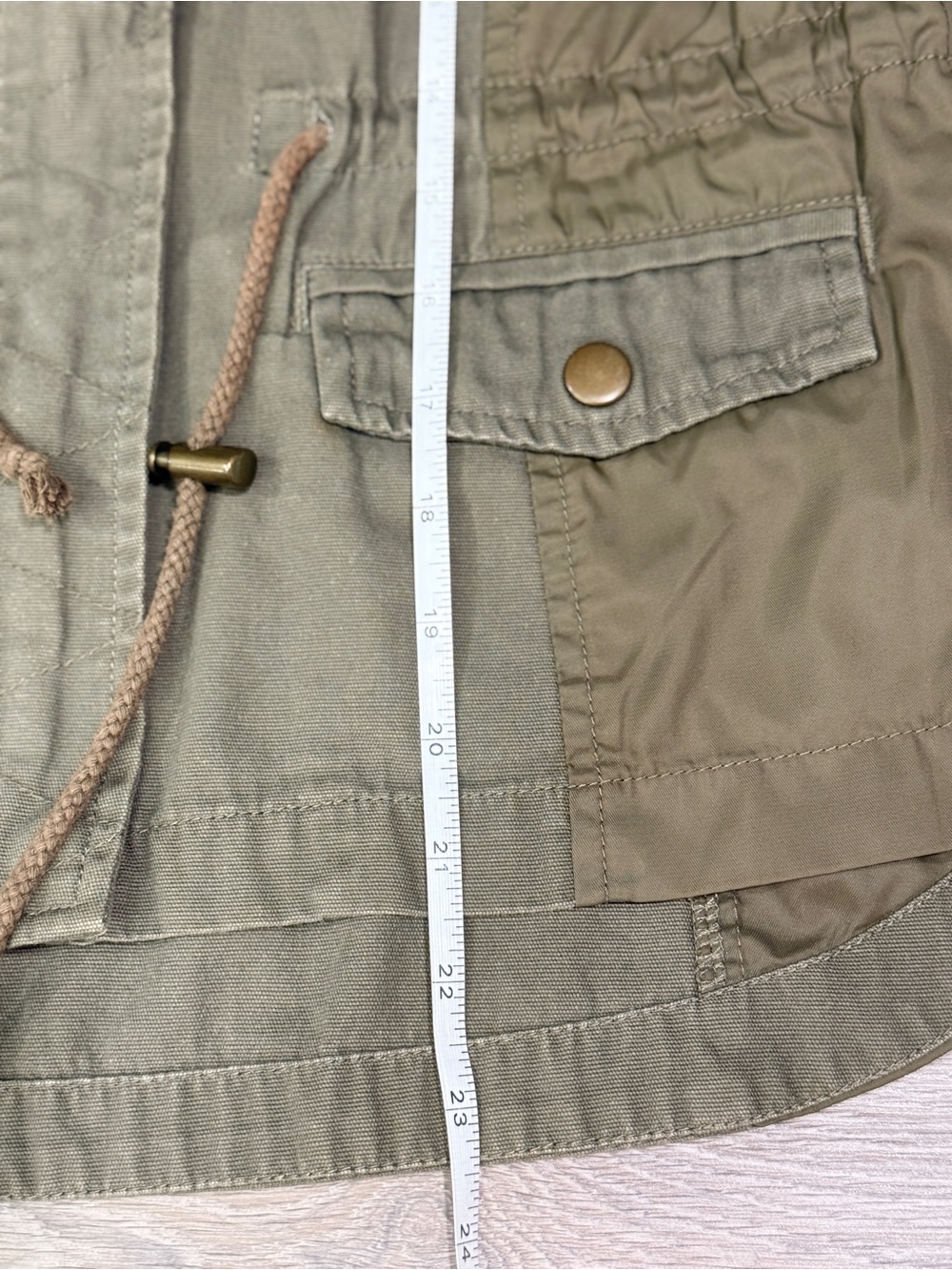 American Rag Womens Olive Green Utility Jacket with Drawstring Tie Size S - Picture 8 of 10
